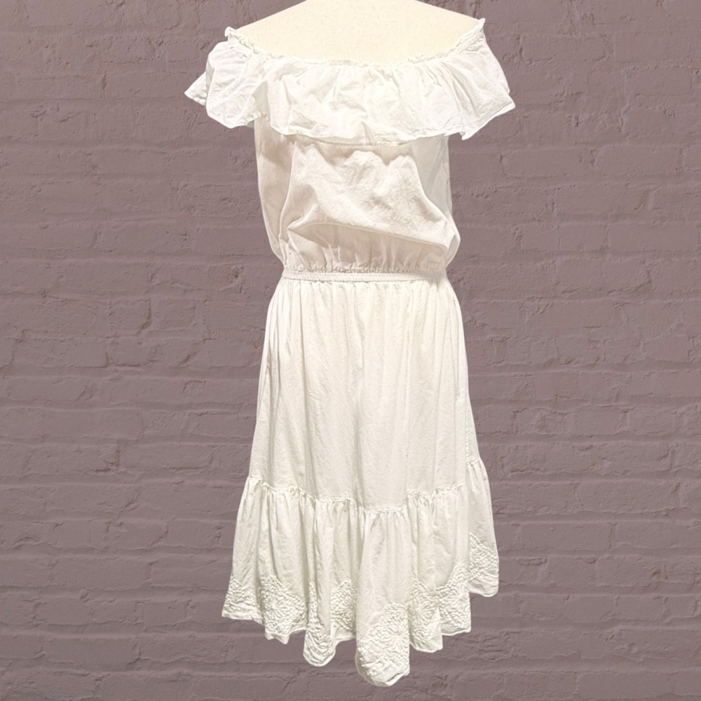 Lauren Ralph Lauren Off Shoulder White Tiered Midi Dress Sz 6  Graduation Boho